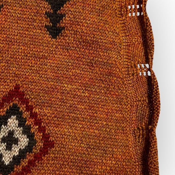 PENDLETON Brown Ashcreek Aztec Virgin Wool Tie Anthropologie Poncho sz XS / S - Picture 10 of 15